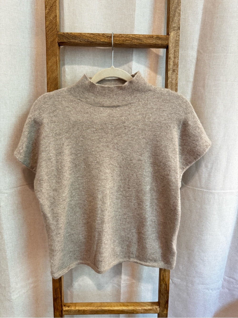 Halston Heritage Short Sleeve Mock Neck Sweater - Taupe